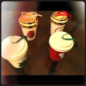 Set of 4 Starbucks Christmas Cup Ornaments